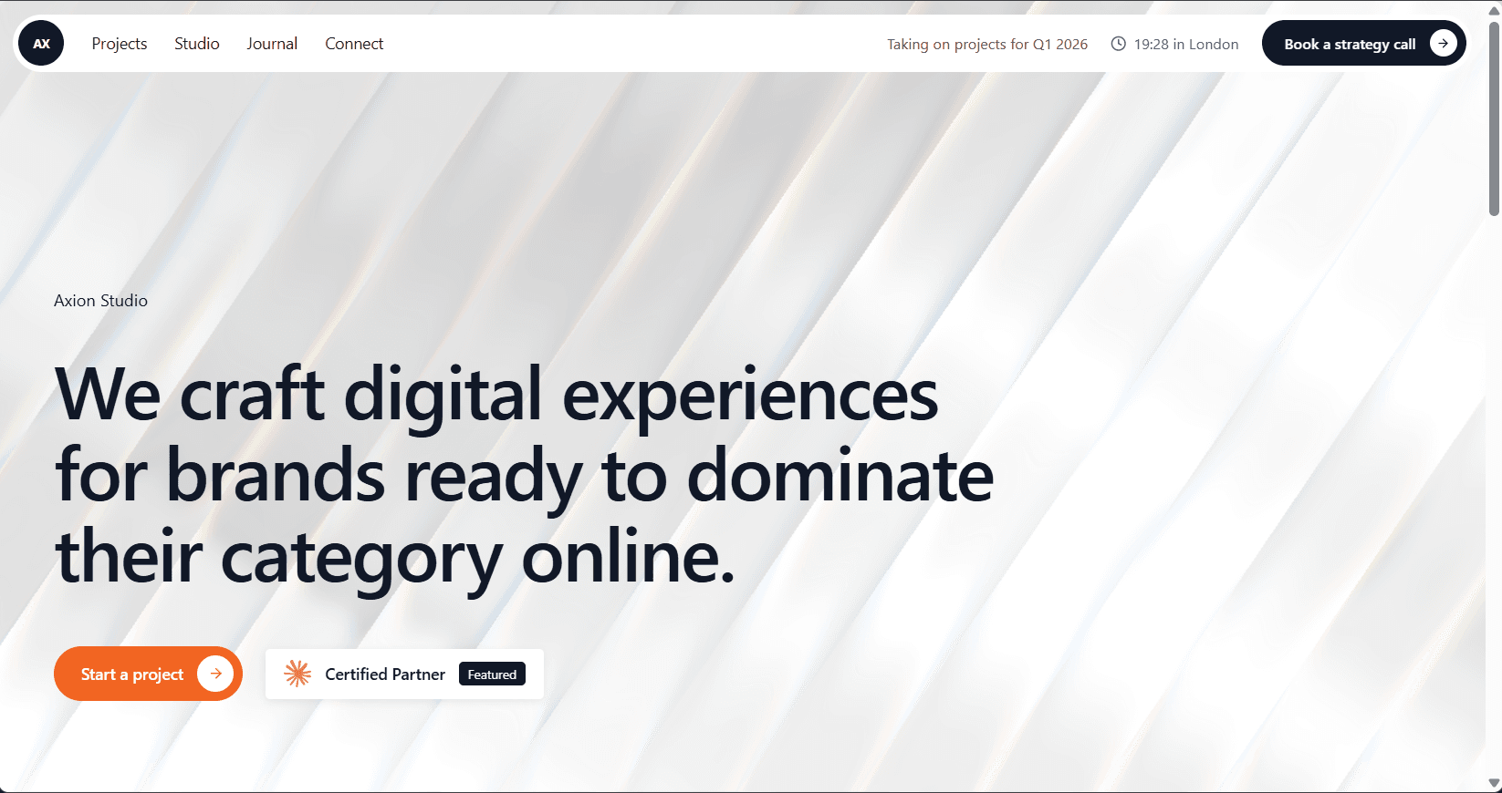 Axion Studio — Landing d'agence en WebGPU