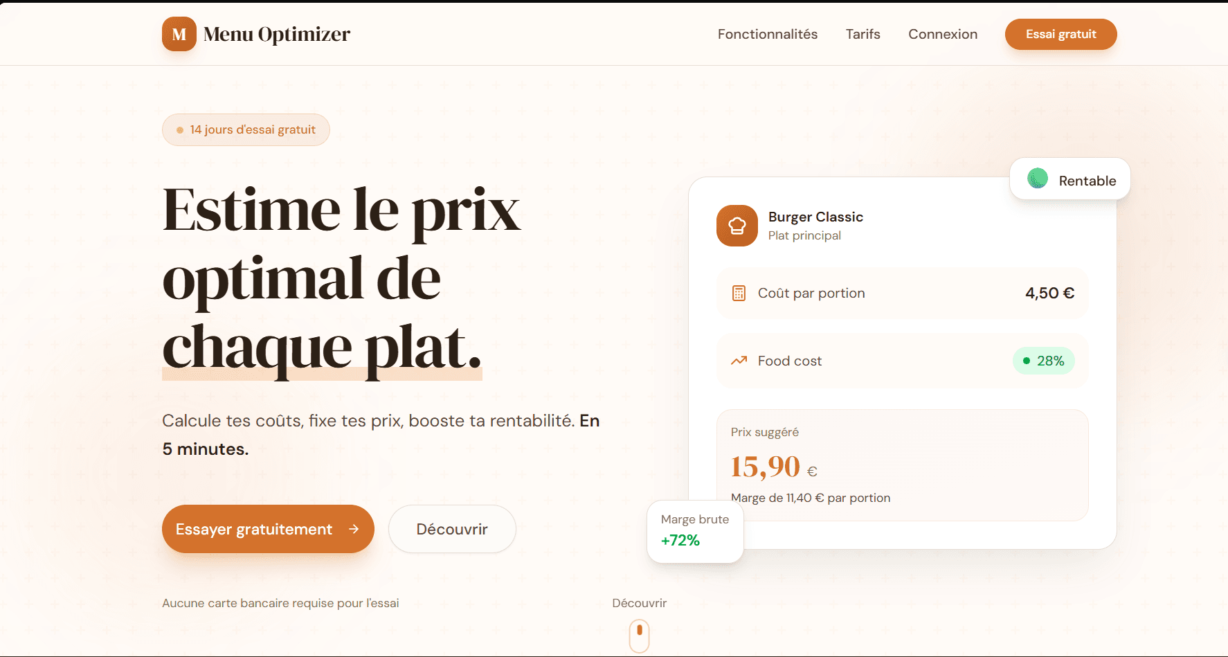 Menu Optimizer — Cost & Margin Management SaaS for Food Professionals